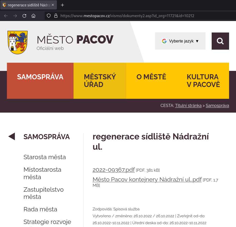 zveřejnění rozhodnutí nádražní